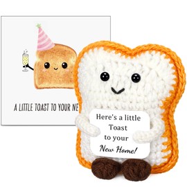 Wenqik New Home Crochet Toast House Warming Gift Sets for Women New Home Handmade Crochet Bread with Card Organza Pouch Cute Moving Party Favors Souvenir for Homeowners Friends