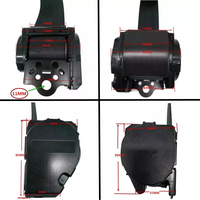 C-HORSE 2 Retractable 3 Point Safety Red Seat Belt Straps