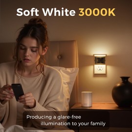 L LOHAS LED Motion Sensor Night Light, Night Lights Plug into Wall with Adjustable Brightness, Motion Activated LED Night Light, 3000K Soft White for Kids Bathroom Hallway Kitchen, 2 Pack