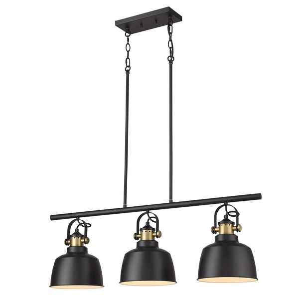 AUTELO 3-Light Pendant Light,Industrial Kitchen Island Lighting Fixture with Black Metal Shade for Dining Room Kitchen H3700-3 BK