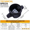 Tynoscco IP66 Round Waterproof Junction Box, 2Way 3Pin(24A 450VAC) Underground/Outdoor