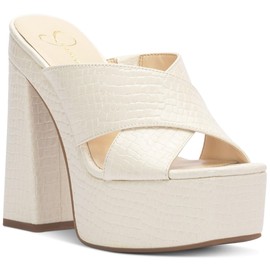 Jessica Simpson Womens Basima Faux Leather Platform Heels Ivory 9 Medium (B,M)