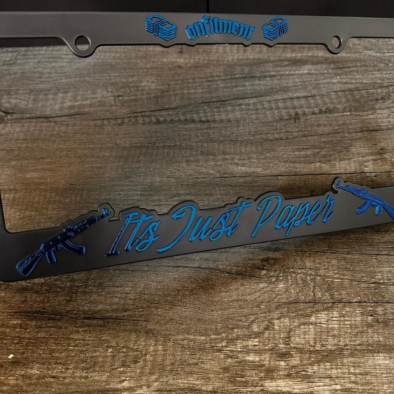 “Its Just Paper” License Plate Covers:_Metallic Gold