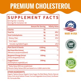 Cholesterol Supplements with 1500 Mg Plant Sterols & Stanols, Cholesterol Support Gummies, Cholesterol Complex Gummies, Maintains Normal Levels, Mixed Berry Flavor, 120 Count