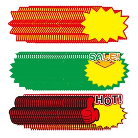ZWWOGE Pack of 150 Price Tags Flea Market Neon Fluorescent Signs Starburst Sign Price Label Price Tag Burst Paper for Supermarkets, Business, Party Favors (7 x 9 cm)