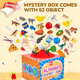 JoyCat Alphabet or Themed Mystery Box Toy, Letters Sorting Matching Game Activities, Montessori Sorting Toys with Sensory Play Box, Preschool Learning:_52 PCS