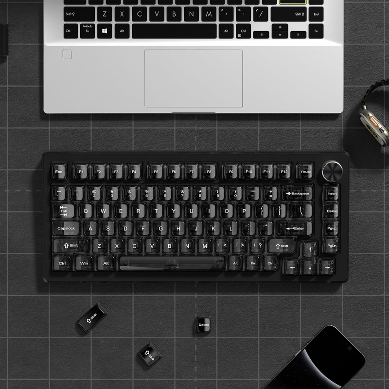 dagaladoo Grey Clear keycaps,Transparent keycaps 60 75 100 Percent,Ceramic Jelly