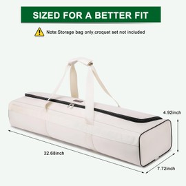 Valveric Croquet Set Carry Bag for Storage, 32" Travel Sports Duffel, Croquet Mallet Holder & Goal Ball Bat Organiser for 6 Player Set, Portable Croquet Stick Tote (Bag Only)