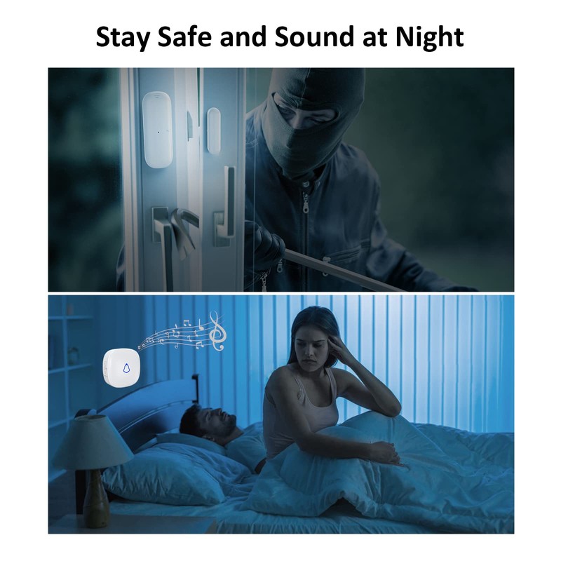 METAK Door Chime, Wireless Door Open Contact Sensor Alarm with