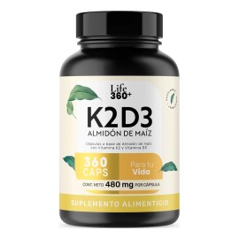 Life 360+ K2d3 360 Cápsulas Vitamina D3 K2