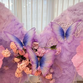 YOFNIRG 3Pcs Silk Butterfly Decorations,19.6" Large Butterfly Wall Decor,Mariposas Grandes para Decoration for Wedding Birthday Party Decor Ideal for Home and Event Decorations(Blue Purple)