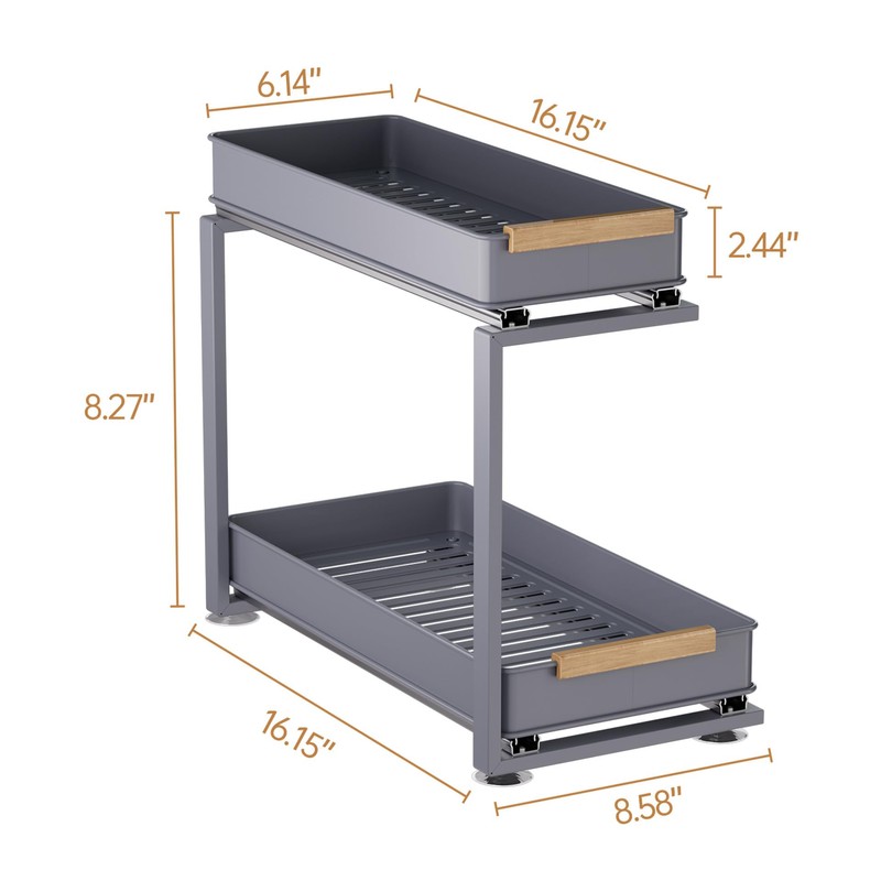 MEICCIPLUS Pull Out Under Sink Organizer, 2 Tier Slide Out