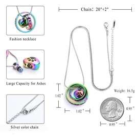 Forever in My Heart,No Longer by My Side Pet Cremation Jewelry for Ashes of Dog/Cat Funeral Keepsake Urn Necklace Paw Print Memorial Necklace