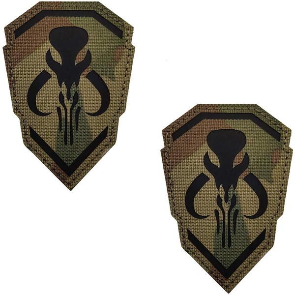 Reflective Mythosaur Patch - IR Infrared Mandalorian Tactical Military Morale Emblem Patches with Velcro Backing 9.5 x 6.5 cm, Pack of 2