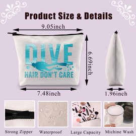 BDPWSS Scuba Diving Gift Diving Makeup Bag Dive Hair Don't Care For Diving Lover Gift Scuba Diver Gift Diving Coach Gift (Dive Hair Care)