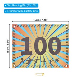 PATIKIL Tearproof Running Bib Numbers 7x6 Inch, 51-100 Wheat Ears Waterproof Race Competitor Numbers with Safety Pin for Marathon Sports Game Competition Runner