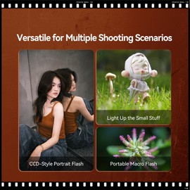 TTARTISAN M01 On-Camera Flash Light, Mini Flash Speedlite for Hot Shoe Camera, Lightweight Xenon Flash with 4 Power Level GN12 5600K±200K for Canon Fuji Sony Nikon Compact Retro Camera (1)