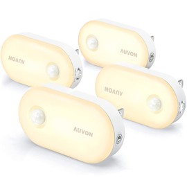 AUVON Night Light Plug in, Bright Motion Sensor Night Light (120 Lumens), Dimmable Smart LED Night Lights Plug Into Wall, 1-120lm Brightness Nightlight for Bathroom, Hallway, Garage, Toilet (4 Pack)