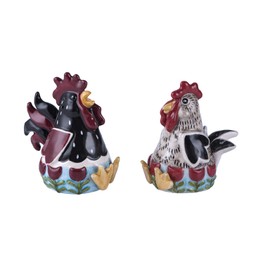 Blue Sky Ceramics Rooster Salt & Pepper Set, Multi (18362)