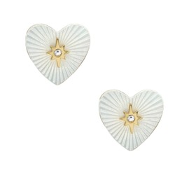 Fossil Women's Radiant Love Stainless Steel Heart Stud Earrings, Color: Gold/Mother of Pearl (Model: JF04732710)
