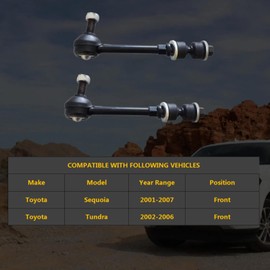 HHCM 2pc Front Sway Bar Link Kit K90680 for Toyota Sequoia 2001 2002 2003 2004 2005 2006 2007, Suspension Stabilizer Bar End Links for Toyota Tundra 2002-2006 without Off-Road Suspension