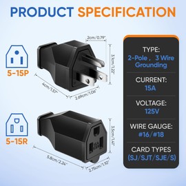 XINYIELE Extension Cord Repair Replacement Ends,Male and Female Electrical Plug Ends，Male Plug End Eeplacement 3 Prong,125V 15A 2Pole 3Wire Connector Straight Blade Plug (Male&Female,1 Set)