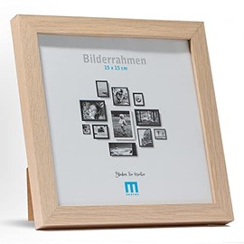 Square picture frame 15 x 15 cm (1 piece) in natural, minimalist and modern for photos and pictures Includes: Acrylic glass protection Can be used as a table stand and for the wall