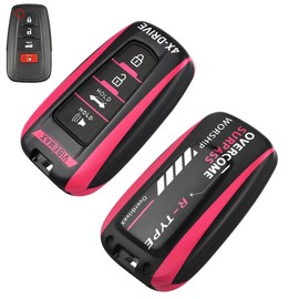 EnerCharge for Toyota Key Fob Cover,Premium PC Key Case Protector Compatible with Highlander Corolla Prius RAV4 Camry Avalon C-HR GT86 (Pink+Black)