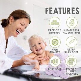 Baby Washcloth - Bamboo Washcloths Towel - Soft Baby Washcloth - Face Towel for Baby, Adult and Infant - Baby Towels (Soft Lilac)