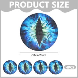 CRASPIRE 4Pcs Beast Eyes Headlight Decals Pair 3D Funny Round Stereo Blue Eyes 7.87in/20cm Circular Car Body Window Bumper Decoration Stickers for Truck SUV Car Body