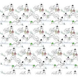 Naughty Snowman Christmas Wrapping Paper Set | Two 20inx30in Folded Papers| Unique, Hilarious, and Original Designs | Funny Adult Holiday Joke Gifts