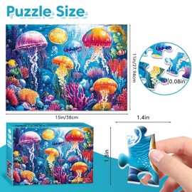 Bractowa Colorful Puzzles for Kids Ages 4-8 100 Pieces Jellyfish Puzzles for Kids Ages 4-6 6-8 8-10 Toys Puzzle for Senior Adult KidsLearning Educational Gifts for Boy and Girl 15" x 11"