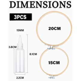 MYGLOAR Set of 2 Embroidery Hoops, Round Bamboo Embroidery Hoop, Adjustable Round Embroidery Hoop, Burr-free, Smooth and Lightweight, Suitable for Embroidery, Artwork, DIY Tools (15/20 cm)