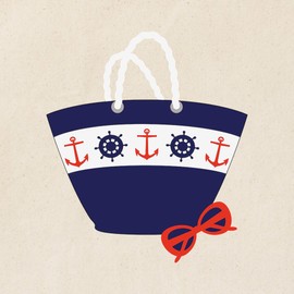 CafePress Sailing Beach Bag Anchor Boat Ship Wheel Sunglasse Reusable Natural Beige Canvas Shopping Bag