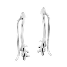 AeraVida Minimalist Outline Arrow 925 Sterling Silver Ear Crawler | Ear Climber for Women | 4x17mm