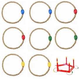 8 Pcs Ring Toss Game for Kids,Wooden Ring Toss Game,Quoits for Agility Drills and Speed Games, Yard Games and Lawn Party Games