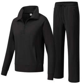 YSENTO Women's Jogging Suits Outfits 2 Pieces Travel Clothes Tracksuits Sweat Suits Lounge Sets Matching Set Black XL