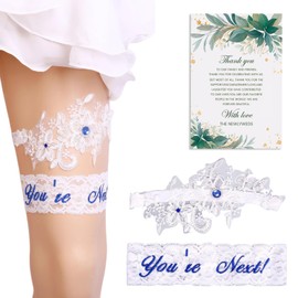 GMHLLES Garters for Brides, 2 PCS Blue Garter for Bride for Wedding, Leg Circumference within 60cm Elastic Lace Leg Garter for Bridal to Be Party Wedding Accessories