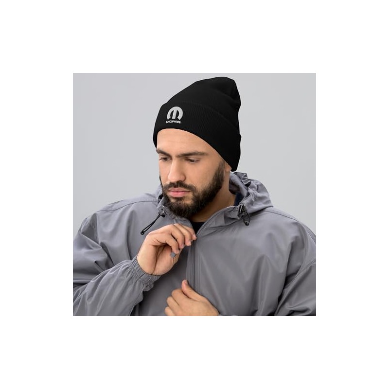 Mopar Logo Cuffed Beanie Hat - Black