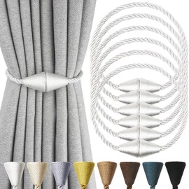 Nieffeiy Paquete de 6 alzapaños magnéticos para cortinas, modernos, hechos a mano, decorativos, para decoración de ventanas, color plateado