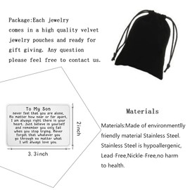 To My Son Engraved Wallet Card Gifts for Son from Mom Inserts with Inspirational Quotes Card Graduation Gifts for Son (To My Son Card S)