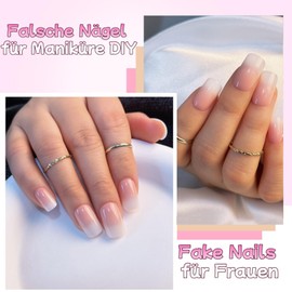 Virellay 288 Pieces Square False Nails for Sticking Kit, Artificial Nails Tips, White Pink Gradient Design, False Nails for Manicure, DIY, Fake Nails for Women