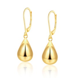 Earrings Silver/Gold Hanging Hoop Earrings for Women Girls Leverback Dangle Drop Earrings Hypoallergenic Women Jewellery, Yellow Gold