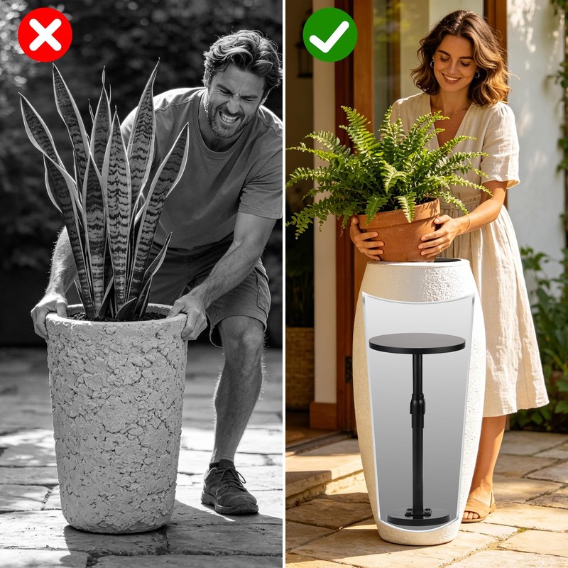 Plant Stand, Plant Risers for Inside Pots, Adjustable 12-21" with