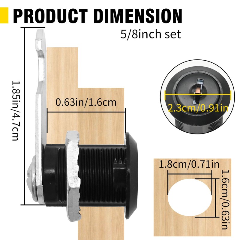 EATAKWARD RV Drawer Cam Lock 5/8 inch, Single Key, 3Lock