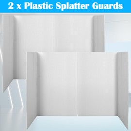Furbeko 2 Pcs 39.37 x 16.14 Inch Plastic Splatter Guard for Stained Glass Grinder 4 Sided Foldable Anti Splash Oil Splash Screen Backsplash Protector Wall for Cooking Frying Pan Machine