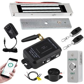 jasugKEY Premium Smart APP Unlocking Access Control System Kit, Simplified Wiring Door Lock Set, with Remote Controllers / 380lbs Magnetic Lock/DC 12V Power Adapter, Lock Delay Time Adjustable