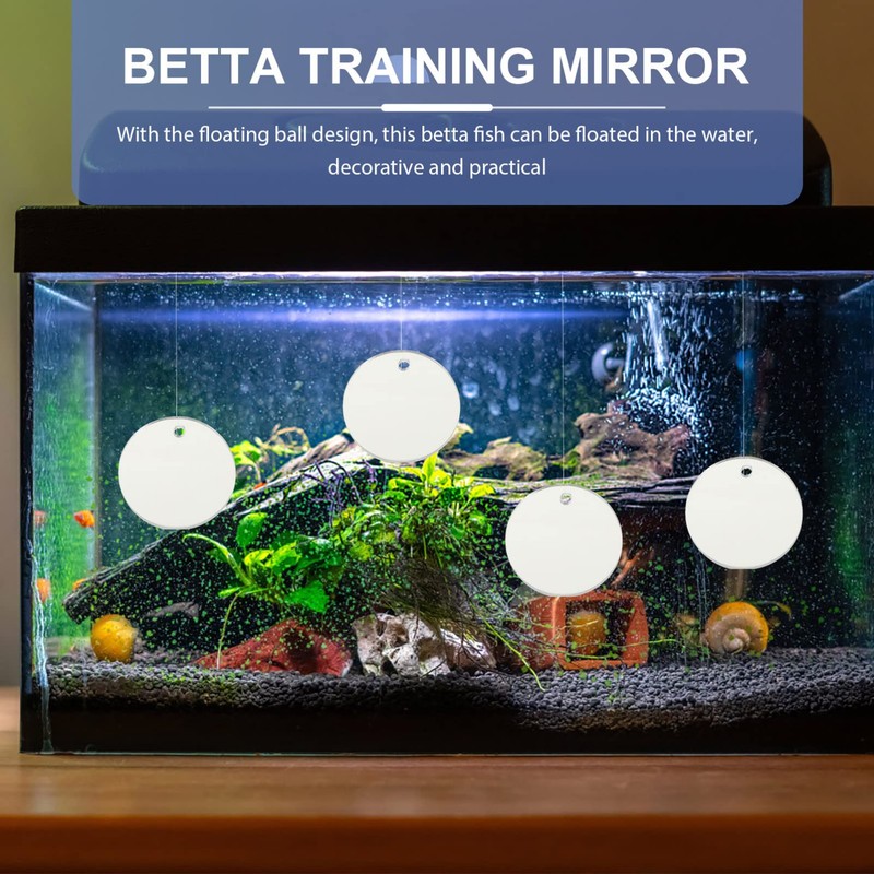 ULTECHNOVO 4pcs Floating Double-Sided Betta Fish Training Mirrors Aquarium Accessories