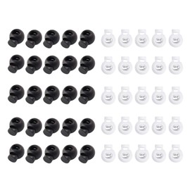 WJUAN Pack of 50 Cord Locks 1 Hole in Black and White, up to 6 mm Diameter Cotton Cord, Cord Clamp for Backpack, Clothing, Mask and Drawstring, Quick Release Shoelaces