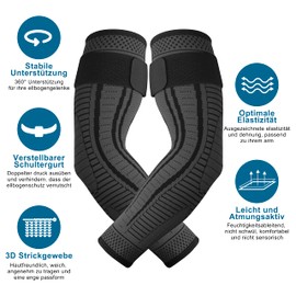 Elbow Support Compression for Women Men Breathable Elbow Bandages Pack of 2 Non-Slip Elbow Support for Tennis Elbow, Golfer's Elbow, Sports, Arthritis, Tendonitis (Black, XL)